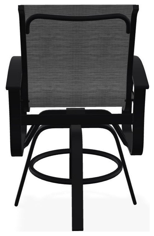 Belle Isle Sling Balcony Height Outdoor Swivel Chair, Collect Charcoal/Black