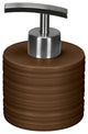 Round Porcelain Bathroom Accessories, Sahara, Soap Dispenser Short, Nut Brown