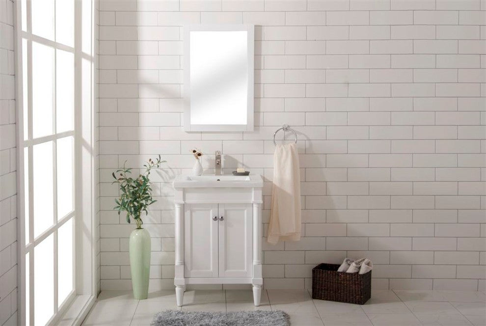 Legion Furniture Evarly Single-Sink Vanity, White, 24"