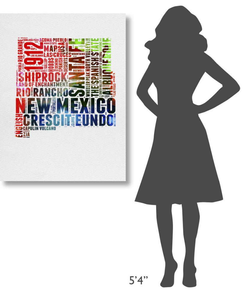 "New Mexico Watercolor Word Cloud" Fine Art Print