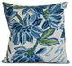 18x18", Floral Outdoor Pillow, Blue