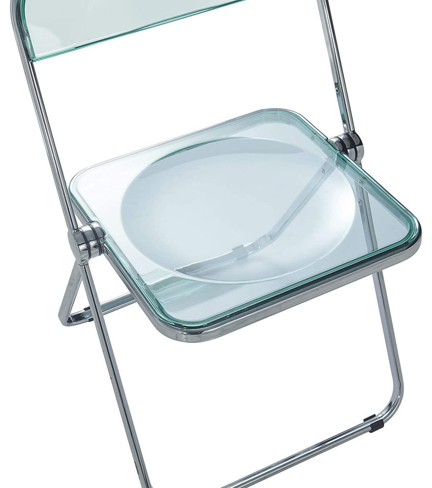 LeisureMod Lawrence Acrylic Folding Chair With Metal Frame Jade Green