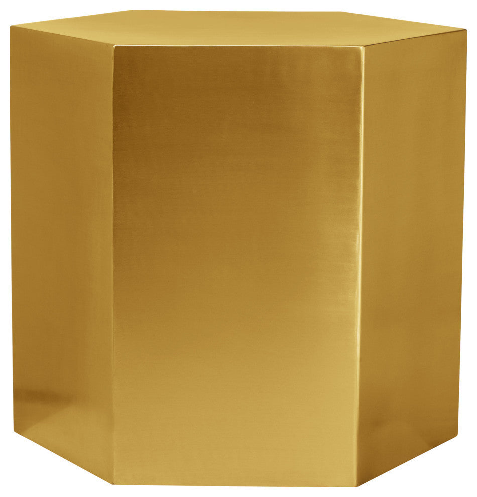 Hexagon Durable Iron End Table, Brushed Gold