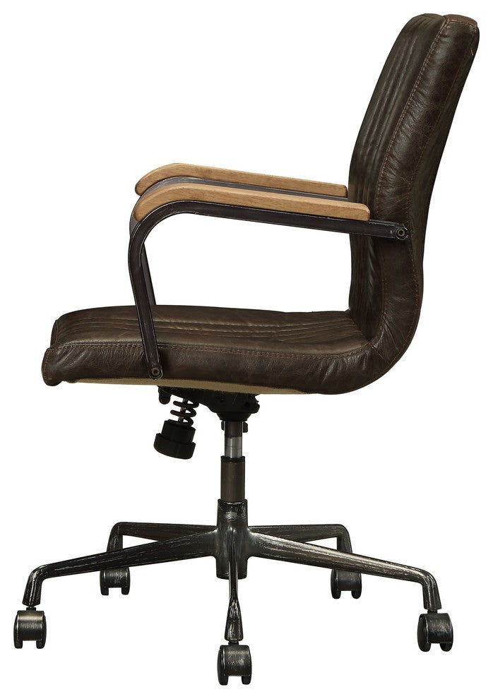 ACME Joslin Executive Office Chair, Distress Chocolate Top Grain Leather