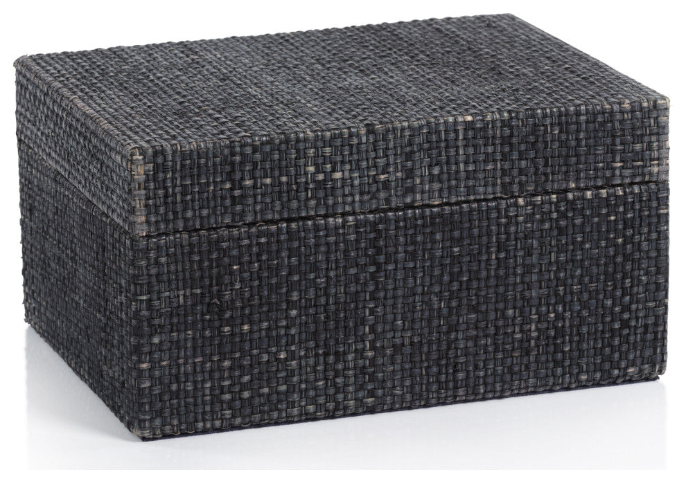Bumi Blue Raffia and Chambray Decorative Box, Small