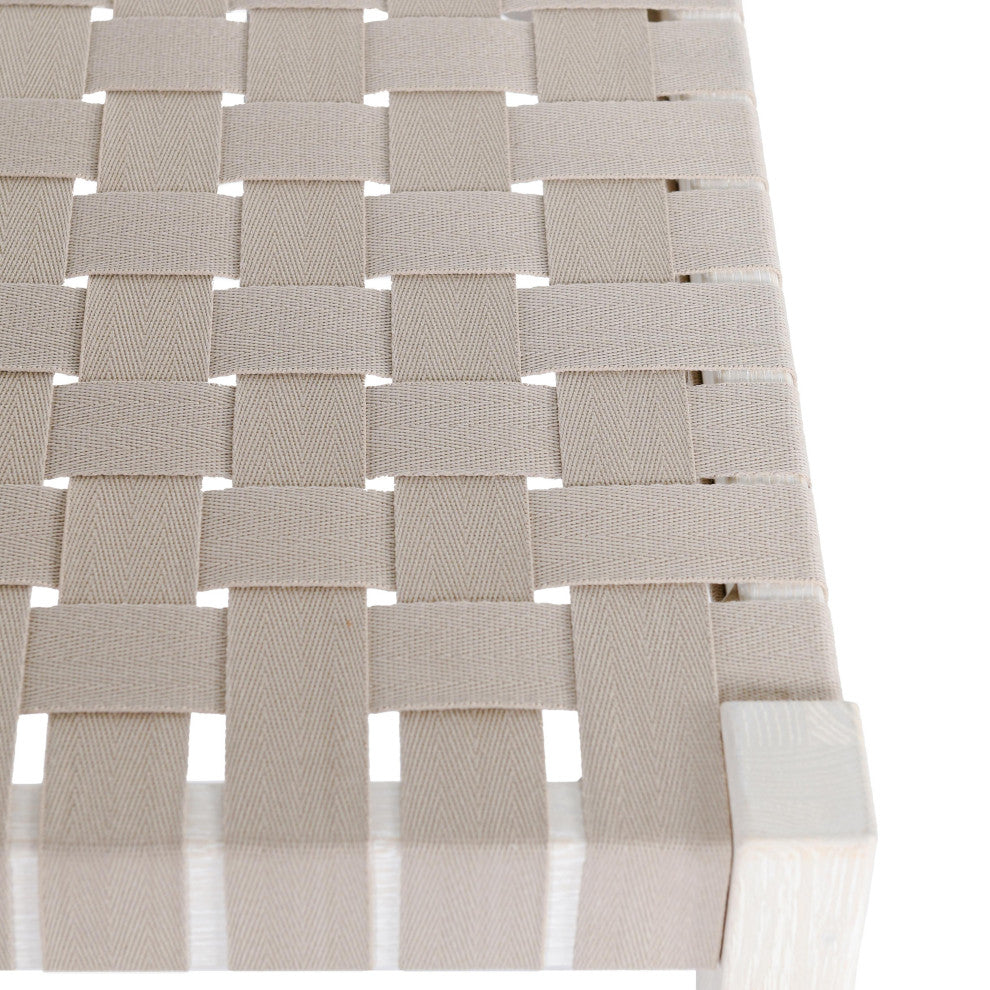 Orlando 62" Oak Wood Bench by Kosas Home, White