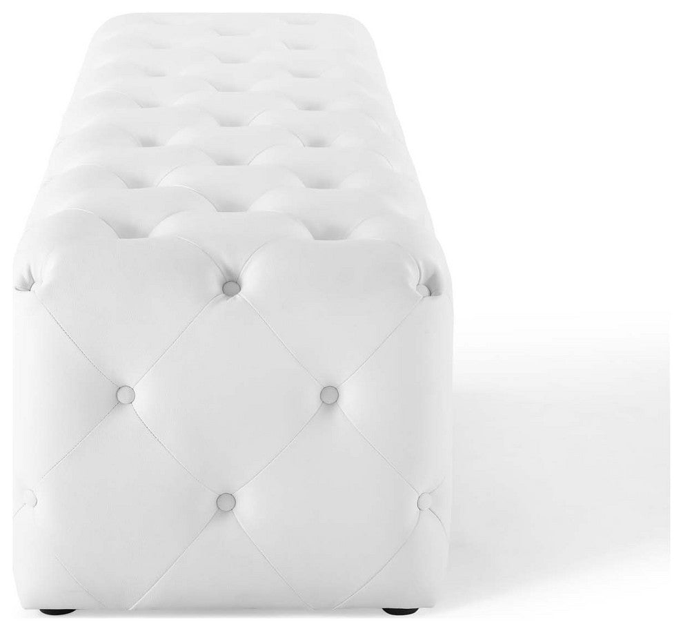 Anthem 72" Tufted Button Entryway Faux Leather Bench White