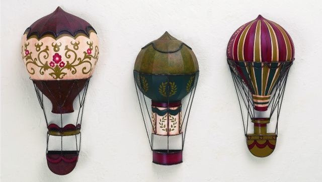 Victorian Scroll Hot Air Balloon Wall Sculpture, Retro Art Unique