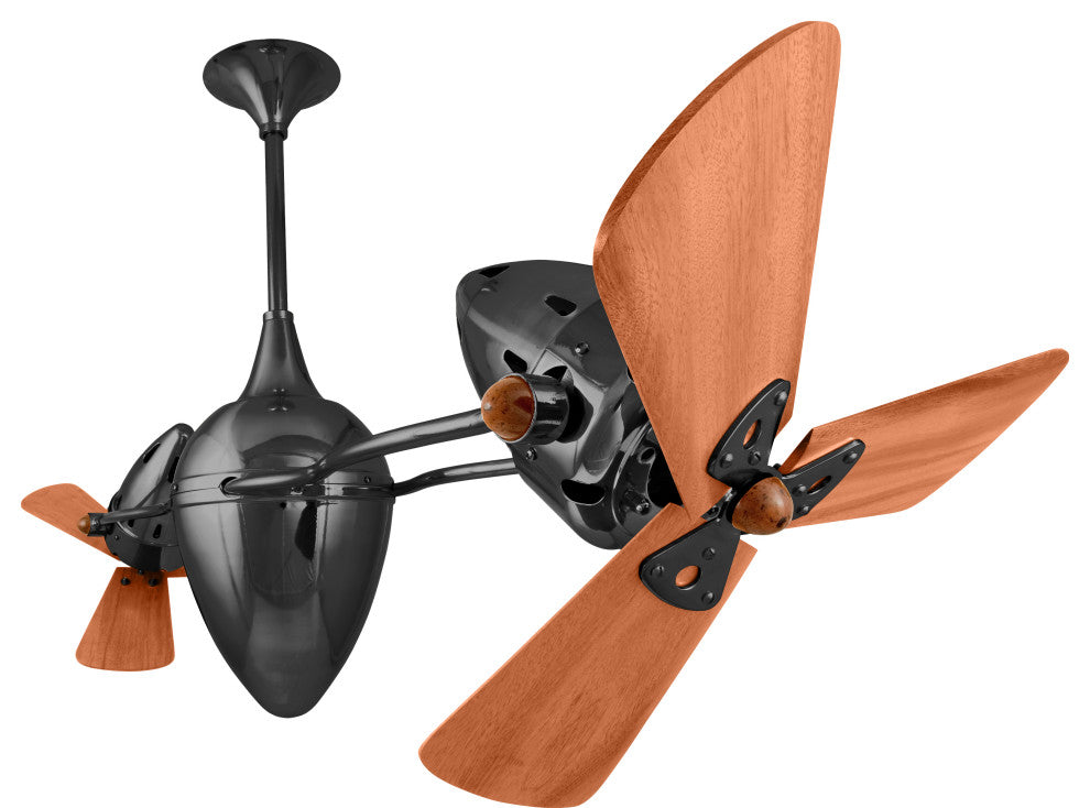 Ar Ruthiane Rotational Ceiling Fan With Mahogany Blades, Black Nickel