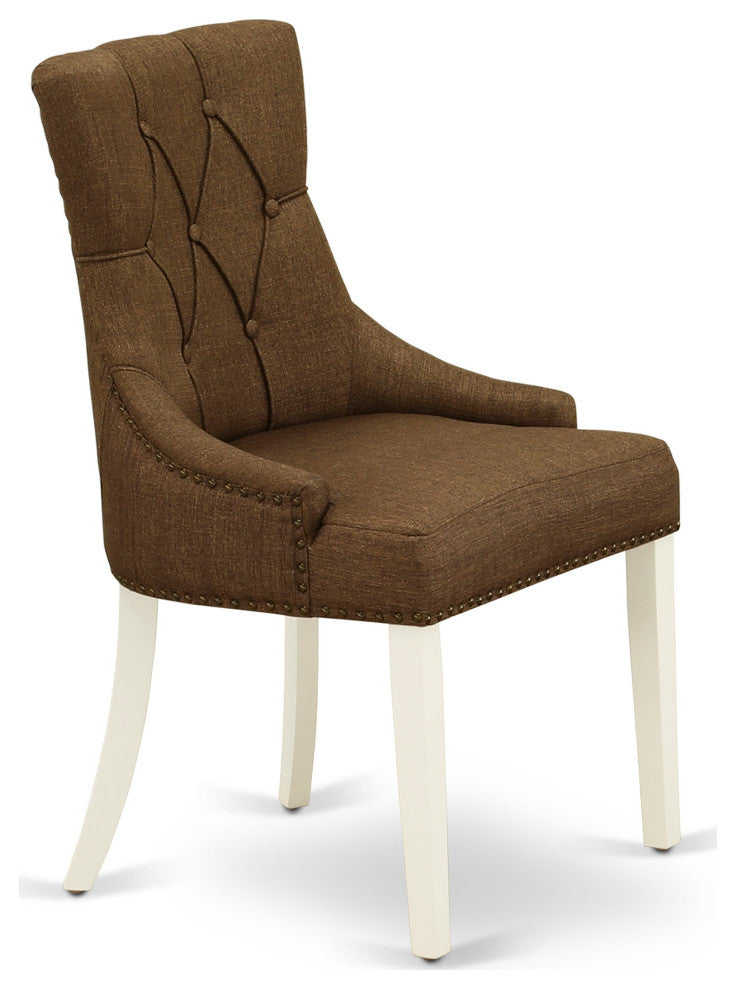 Friona Parson Chair With Linen White Leg And Linen Fabric Set of 2