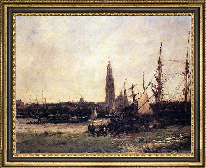 Antoine Vollon View of Antwerp Framed Premium Canvas Print, 21"x28"