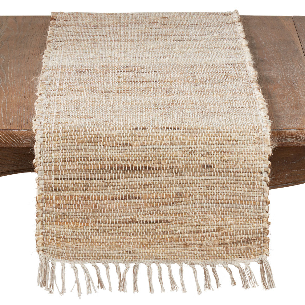 Jute Table Runner With Chindi Design, 16"x90"