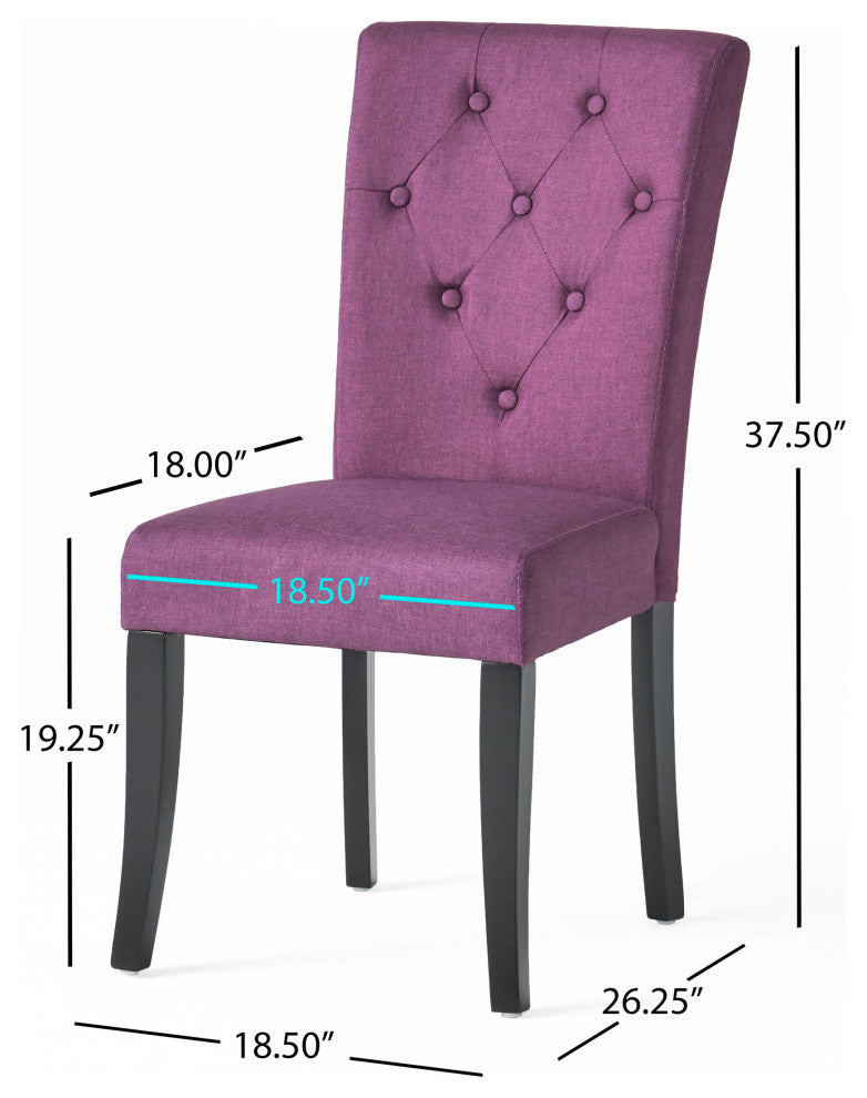 GDF Studio Nasima Fabric Dining Chair, Set of 2, Deep Purple