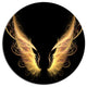 Golden Angel Wings On Black, Abstract Round Wall Art, 23"