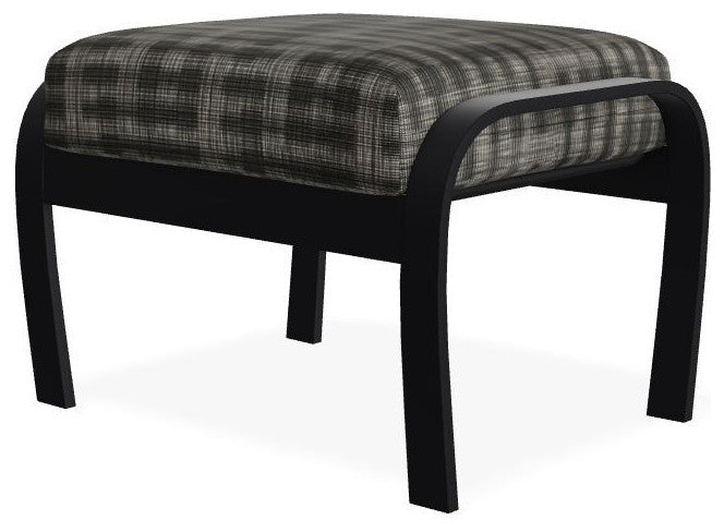 Belle Isle Cushion Outdoor Ottoman, Illusion Plaid Onyx/Black