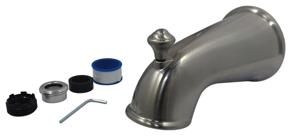 Showerscape 6" Universal Tub Spout With Diverter, Brushed Nickel