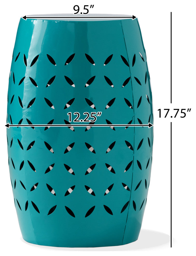 GDF Studio Lilly Outdoor 12" Iron Side Table, Teal