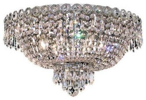 Elegant Century Flush Mount, Chrome Finish With Royal Cut Crystal