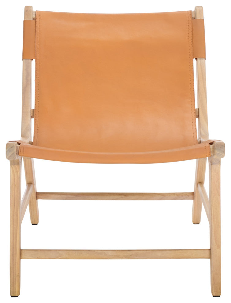 Safavieh Couture Alanarose Leather Accent Chair, Tan/Natural