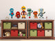 Robot Fabric Wall Decals, Set of 6 Cute Robots, Size Medium