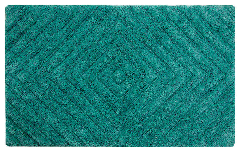 Bath Rug Cotton, 2 Piece Set, 34"x21" and 36"x24", Arctic Blue, Pattern Neon