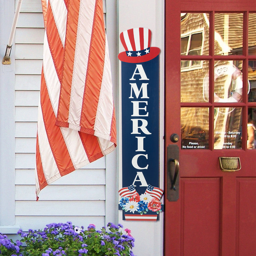 42"H Patriotic Wooden AMERICA Porch Decor