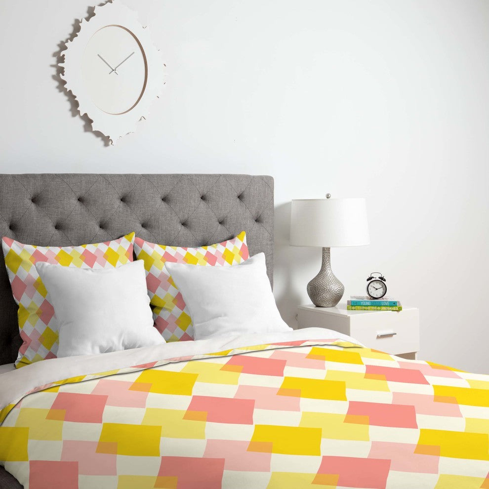 Deny Designs Hello Twiggs Yellow Party Duvet Cover - Lightweight