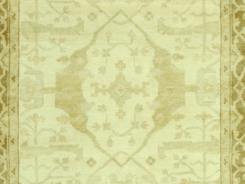 6x9 Hand Knotted Ivory Brown Oushak Oriental Rug Vegetable Dyes