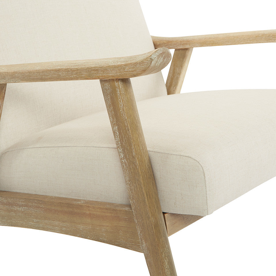 Weldon Chair in Klein Azure Fabric with Brushed Finished Frame, Linen