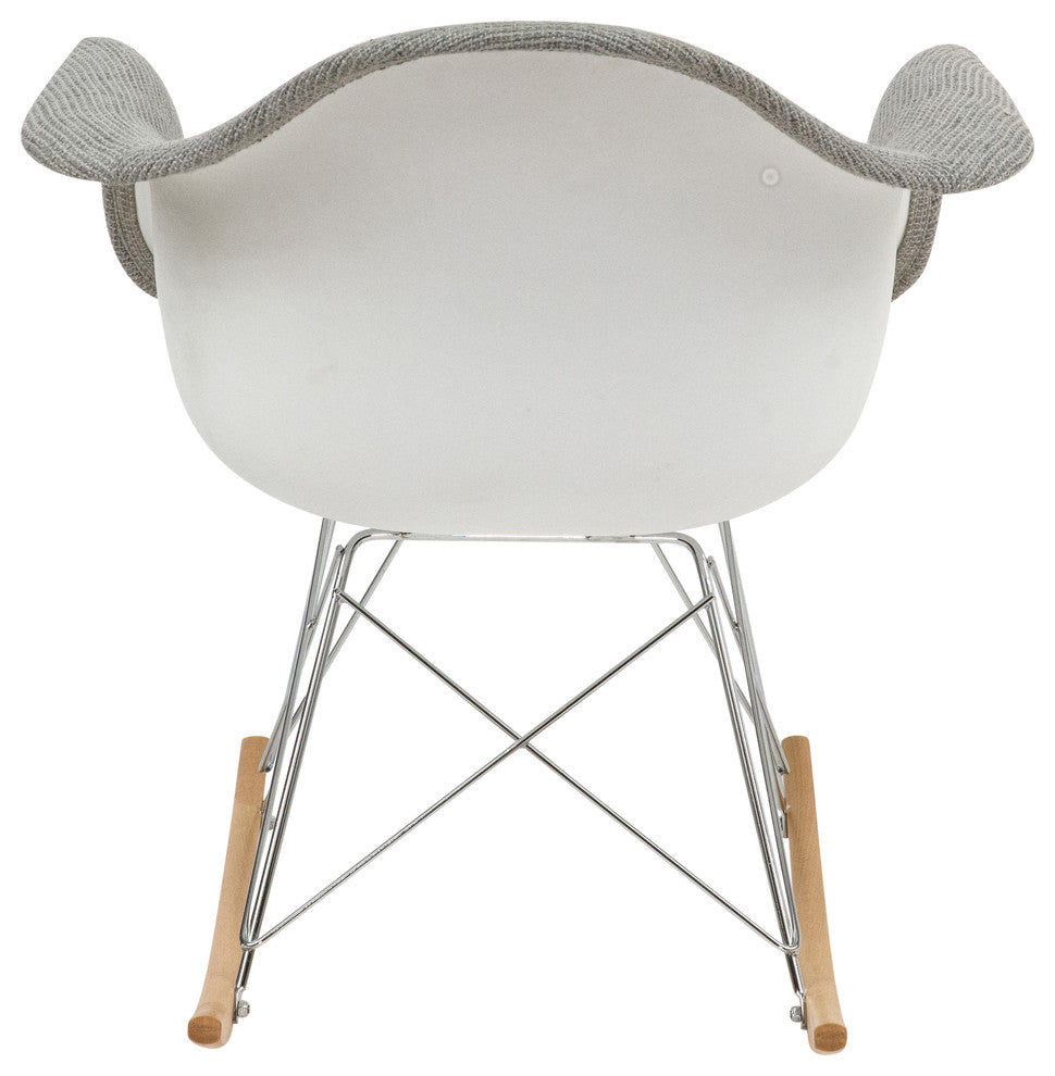 LeisureMod Wilson Twill Fabric Eiffel Rocking Chair, Gray