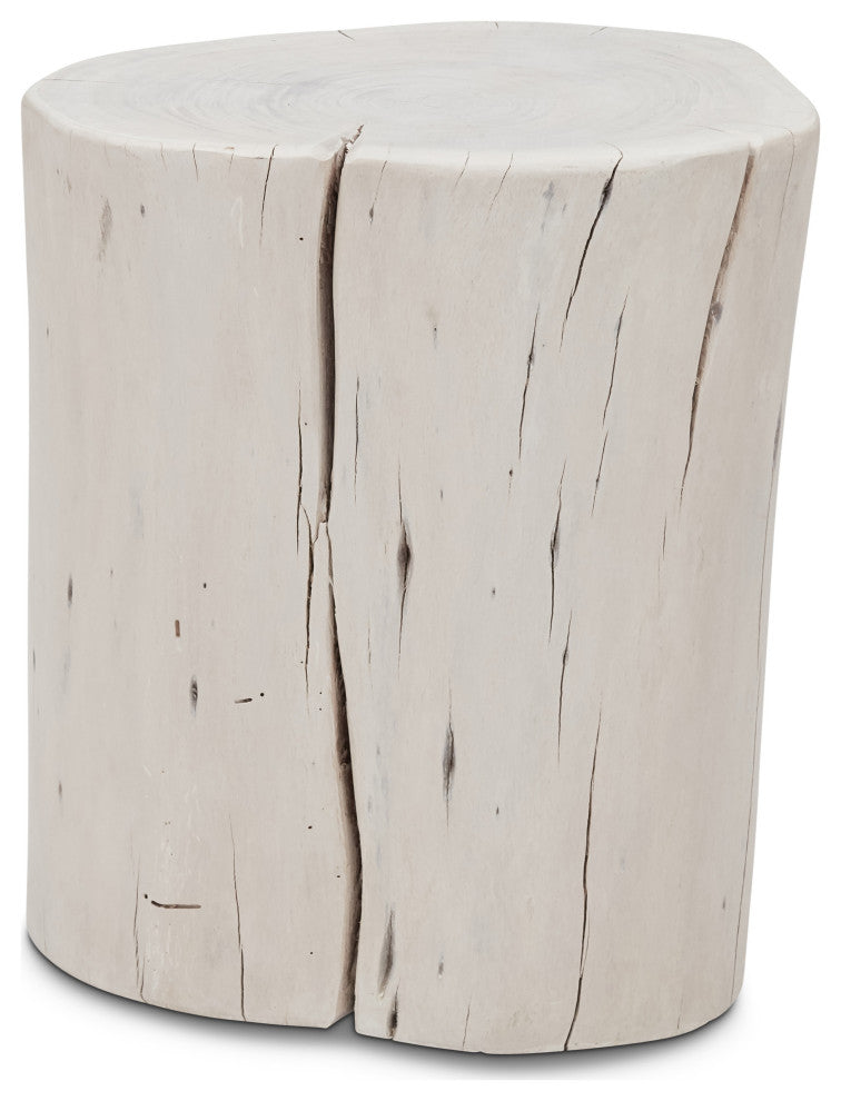 Brooks Solid Wood Stump, White Wash