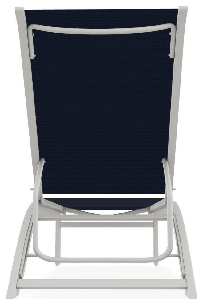 Kendall Sling Stackable Outdoor Chaise Lounge, Navy/Snow