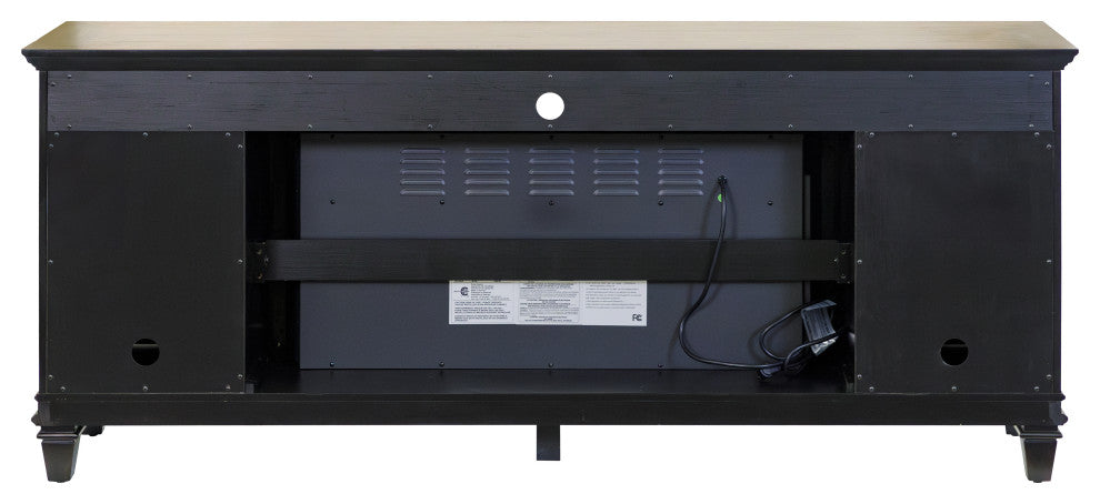 76" Traditional Fireplace Console Entertainment, Black