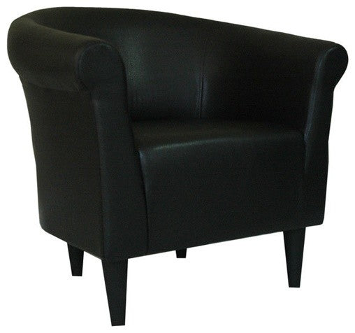 Attractive Leather Upholstered Club Chair, Black