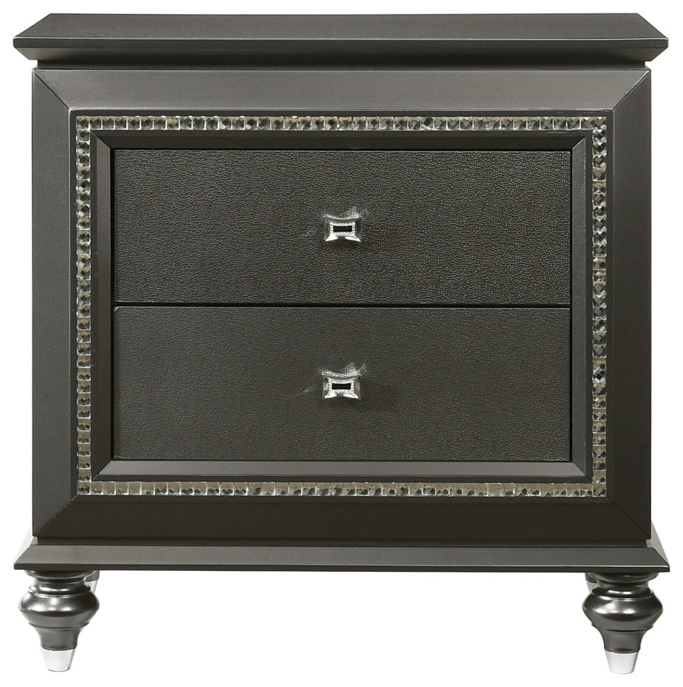 ACME Kaitlyn Nightstand, Metallic Gray