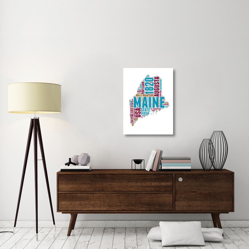 "Maine Word Cloud Map" Fine Art Print