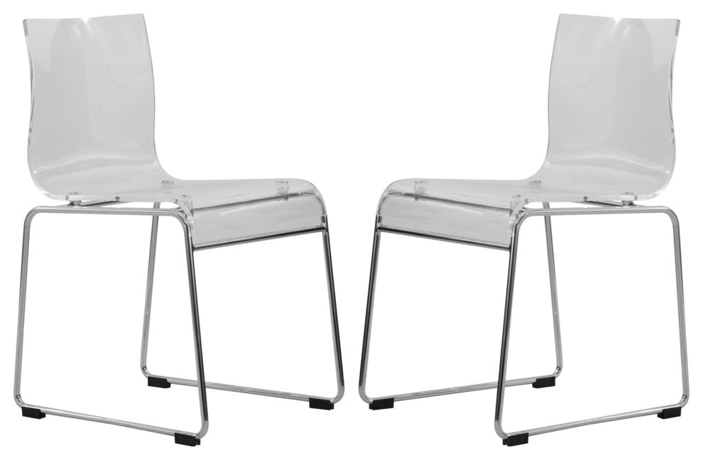LeisureMod Lima Lucite Acrylic Dining Side Chairs, Set of 2, Clear
