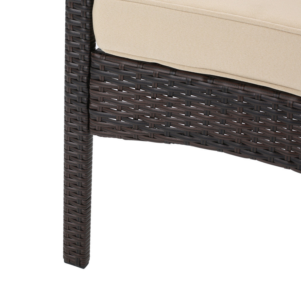 GDF Studio 4-Piece Tahiti Outdoor Wicker Chat, Dark Cream Water Resista Set