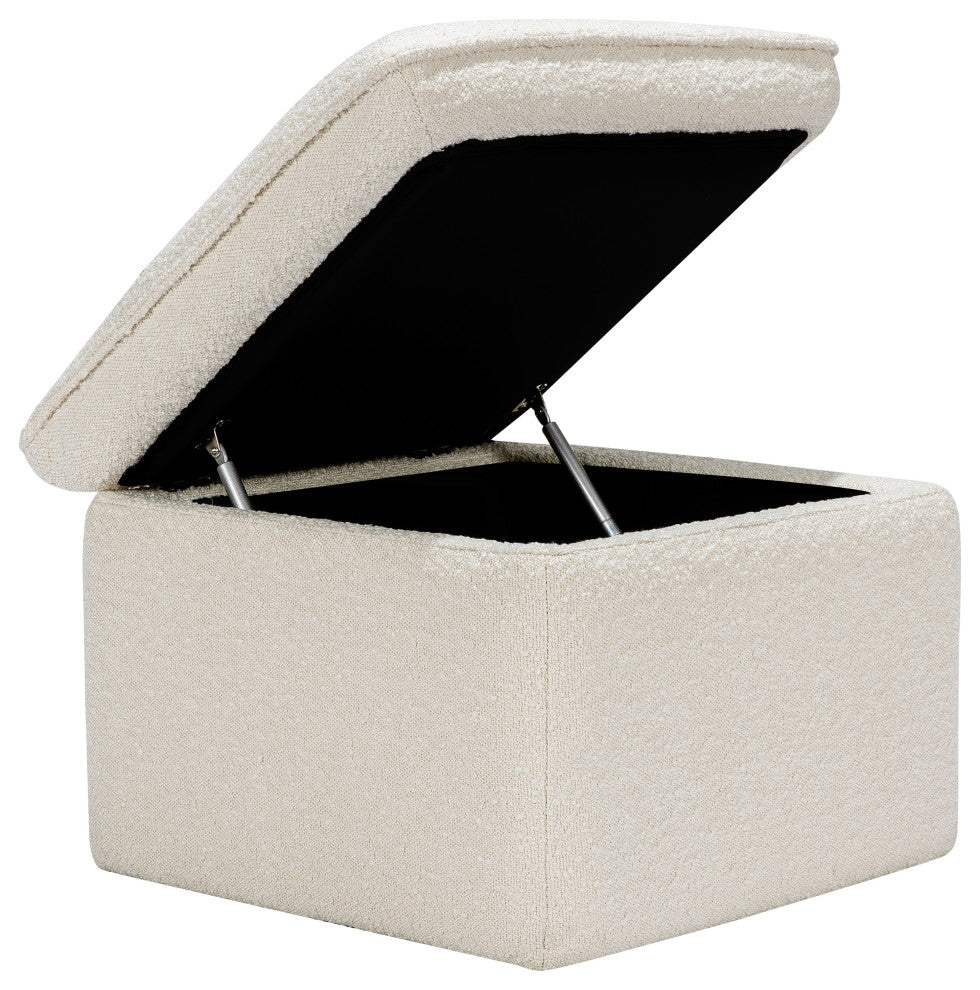 Cali Storage Ottoman, Boucle, Ivory Boucle