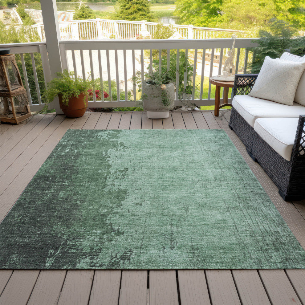 Machine Washable Indoor/Outdoor Chantille ACN1912 Teal 3' x 5' Rug