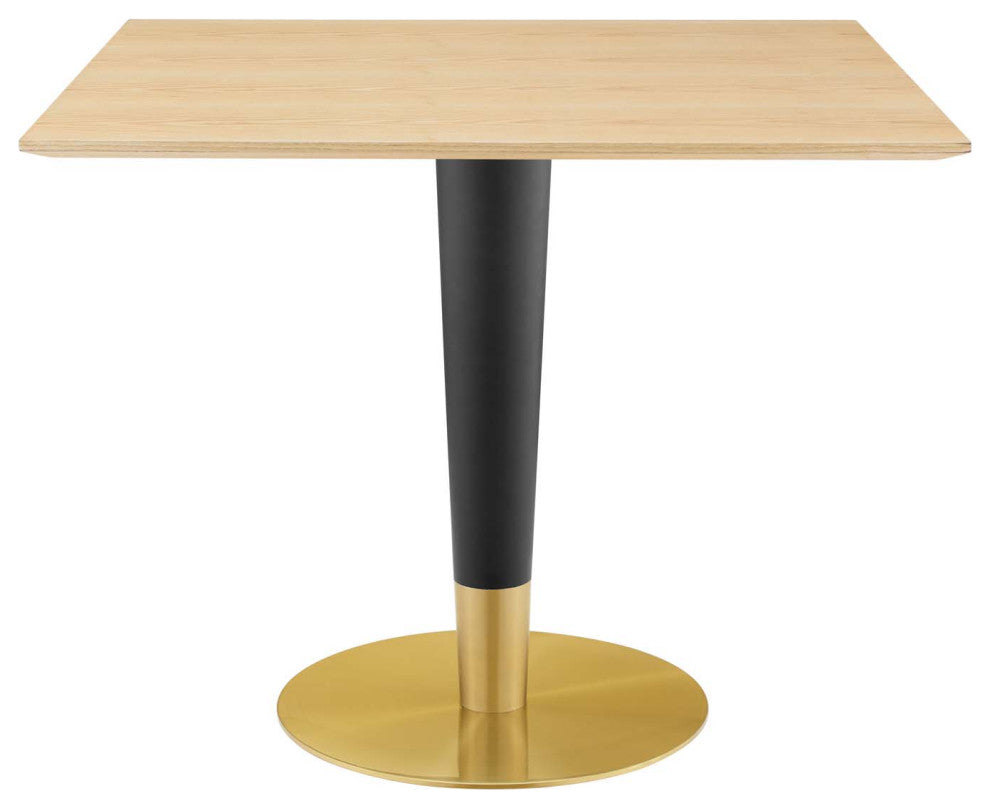 Zinque 36" Square Dining Table, Gold Natural