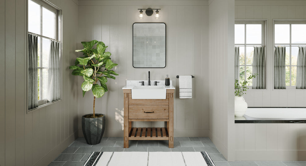 Bosque Bath Vanity, Weathered Fir, 30", Single Sink, Farmhouse, Freestanding