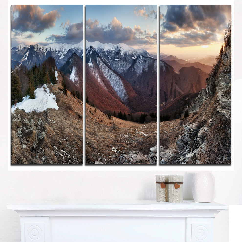 "Layers of Foggy Hills Panorama" Metal Wall Art, 3 Panels, 36"x28"