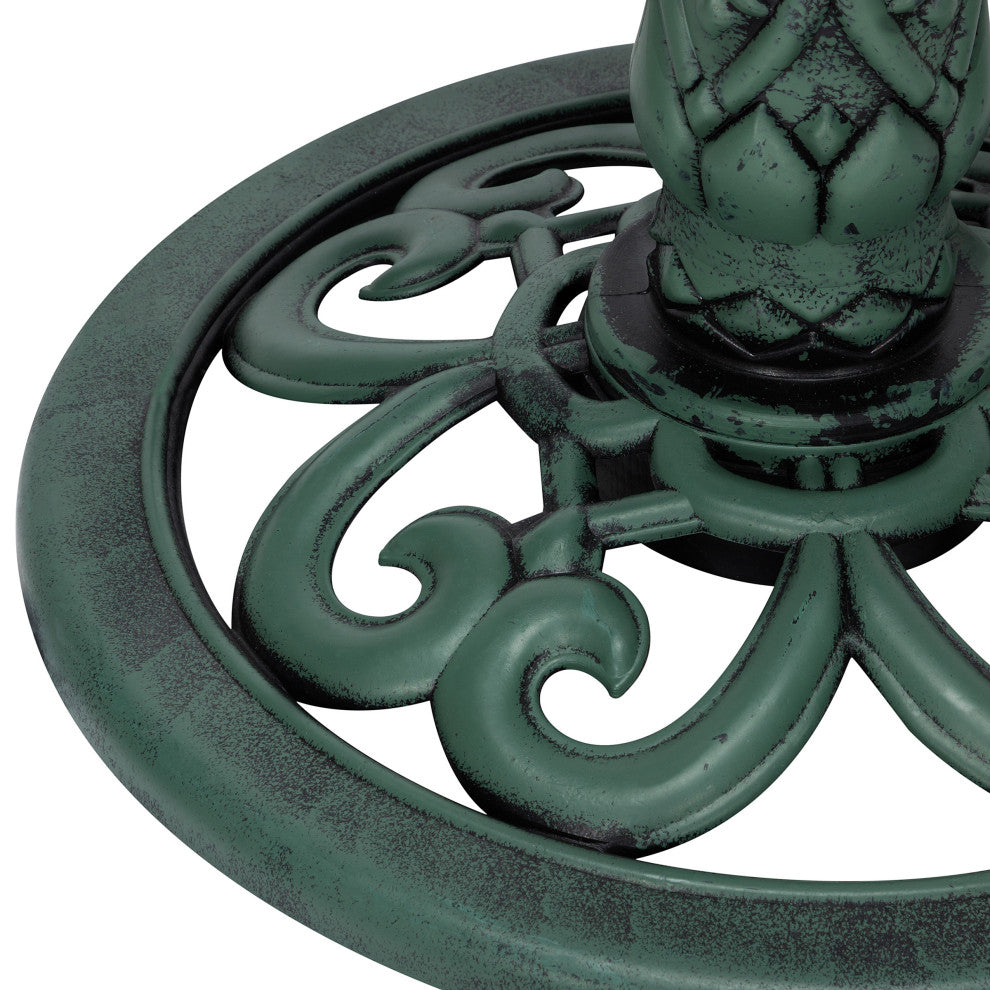 33" Tall Outdoor Lotus Birdbath Yard Statue, Green