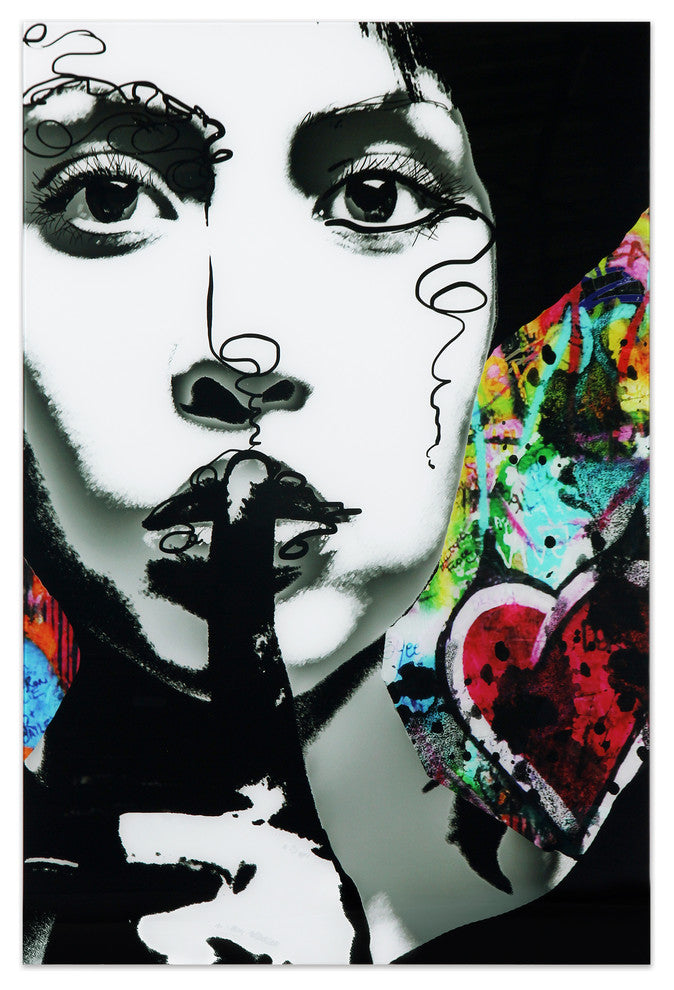 "Secrets" Frameless Free Floating Tempered Glass Panel Graphic Art
