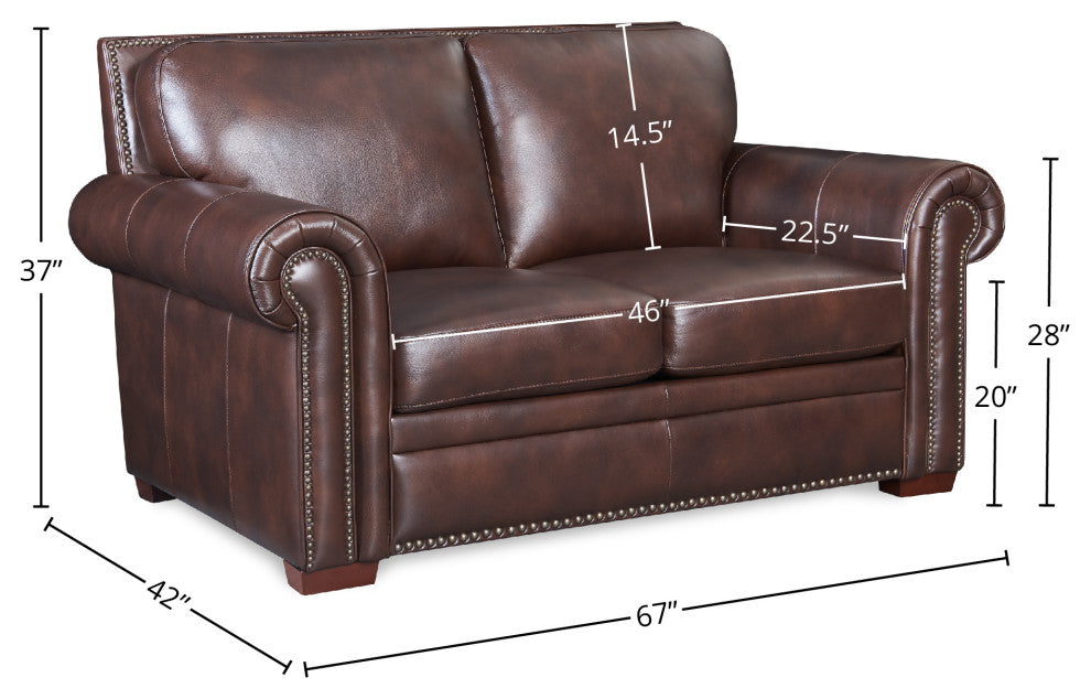 Toulouse Top Grain Leather Loveseat