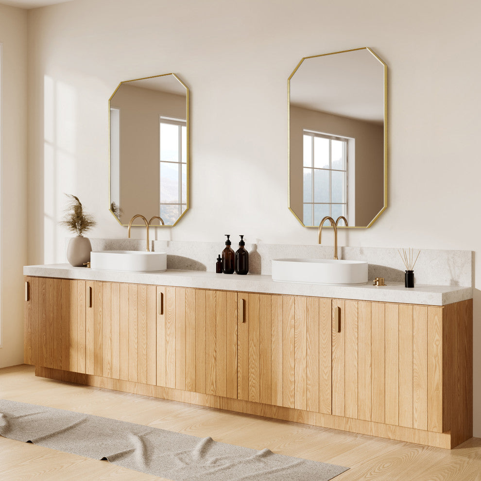 Allure Octagon Framed Bathroom Wall Mirror, Brushed Gold, 24"