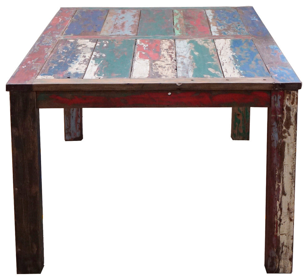 Teak Wood Dining Table Made From Recycled Teak Wood Boats, 63 X 35"