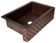33" Farmhouse One Bowl Squama Apron Hammered Copper Kitchen Sink, 16 Gauge
