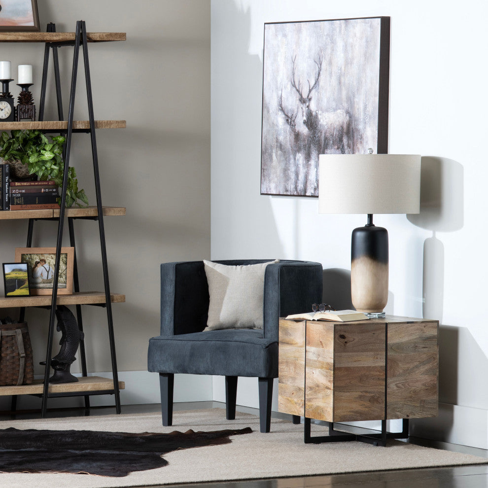 Brennon Mango Wood and Iron End Table, Natural